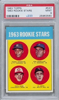 1963 Topps #537 Pete Rose Rookie Card - PSA MINT 9